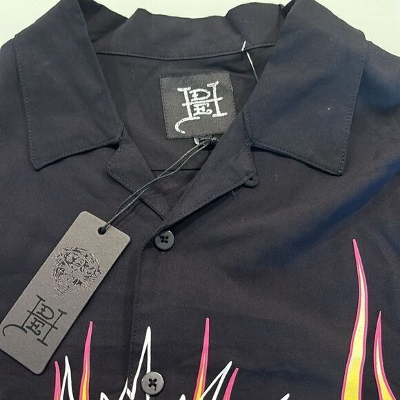 Ed Hardy tattoo  shirt NWT medium black pink/white/yellow printed - Picture 2 of 12